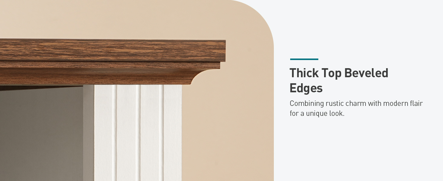 RALGEND Farmhouse End Table with 2 Drawers, Nightstand with Charging Station, End Tables Living Room with LED Lights, Bedside Table for Bedroom, Living Room, White and Walnut