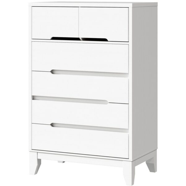 6 Drawer Tall Dresser for Bedroom, Vertical Chest of Drawers with Cut-Out Handles, Modern Wooden Storage Cabinet for Bedroom, Living Room, Hallway, White