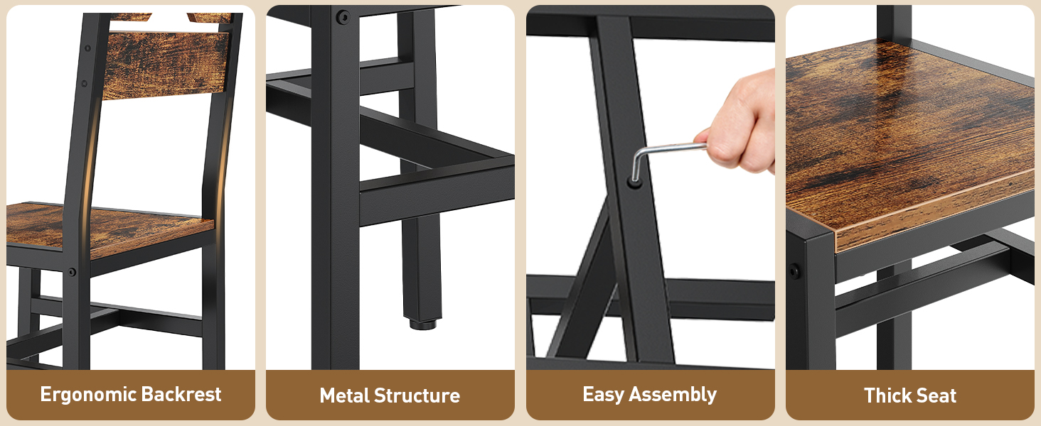 7-Piece Dining Table Set, Extendable & Foldable Dining Table with 6 Chairs, Industrial-Style Kitchen Dining Set Equipped with Storage Shelf, Metal-Frame Furniture for Dining Room, Rustic Brown & Black Finish