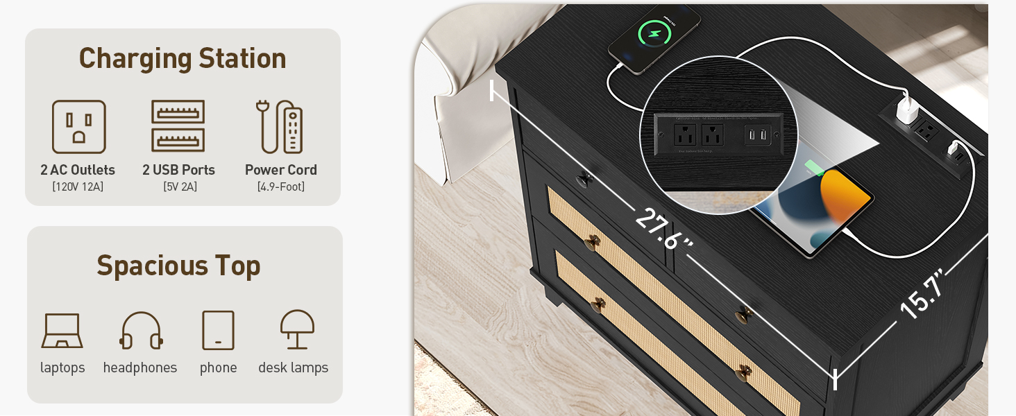 Rattan Large Night Stand