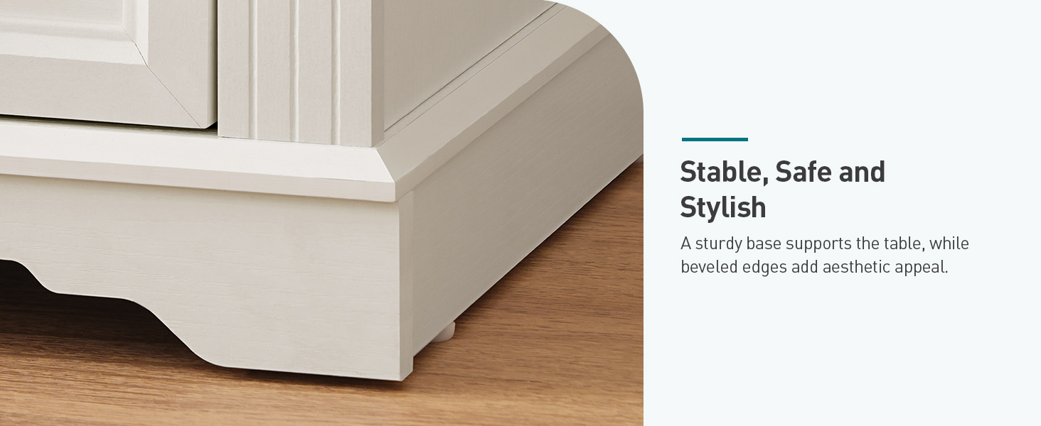 RALGEND Farmhouse End Table with 2 Drawers, Nightstand with Charging Station, End Tables Living Room with LED Lights, Bedside Table for Bedroom, Living Room, White and Walnut