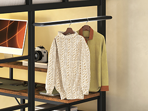 Rustic Brown Twin Size Metal Loft Bed with L-Shaped Desk, 2 Storage Drawers, Charging Station and LED Light, Equipped with Hanging Rod, Stairs and Safety Guardrail