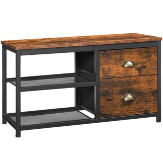 Ayakkabı Saklama Tezgahı, Giriş Bankı, Ayakkabı Saklama Düzenleyici, Ayakkabılık 2 Kumaş çekmeceleri, Oturma Odası için, Yatak odası, Giriş, Balkon, Siyah ve rustik kahverengi