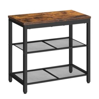 Ayakkabı Tezgahı, 3-Katmanlı Ayakkabılık, Endüstriyel Ayakkabı Düzenleyici Depolama Tezgahı, 19.7 Mesh Raflı inç Giriş Tezgahı, giriş yolu için, Oturma odası, Koridor, Kolay Montaj, Rustik kahverengi