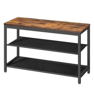 Rustik kahverengi ve siyah ayakkabı tezgahı, 3-Oxford kumaş rafları ile katman ayakkabı rafı, 29.5" L Ayakkabı Depolama Organizatörü, Tutar 6-8 Giriş yolu ve koridor için ayakkabı çiftleri, Hafif