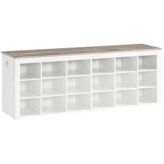 Ayakkabı Tezgahı, 18-Cubby Ayakkabı Depolama Tezgahı, Bölmelerle giriş yolu tezgahı, 55.1" Fuaye tezgahı, Giriş yolu için ayakkabı depolamalı tezgah, Koridor, Oturma odası, Yatak odası, Beyaz ve gri