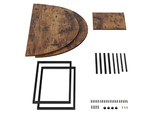 47.2-Inch Round Dining Table, Farmhouse-Style Wooden Kitchen Table with Double-Layer Storage, Space-Saving Circular Dinner Table with Metal Legs, Suitable for Dining Room, Living Room & Kitchen, Rustic Brown & Black Finish