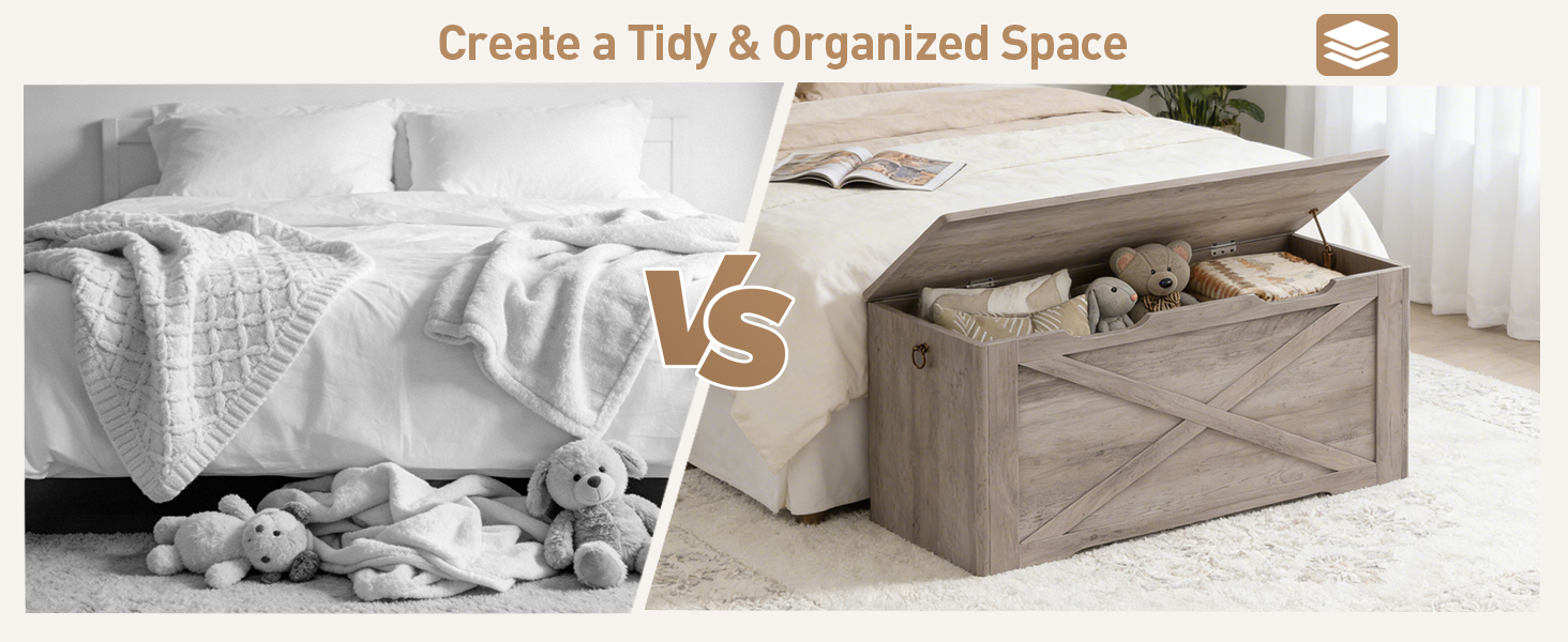 Wooden Storage Bench with Metal Hinge and Pull Handles, Multifunctional Toy Chest for Living Room, Bedroom and Entrance, Grey