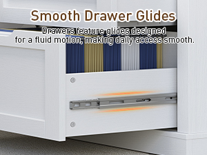 Farmhouse L-Shaped Executive Desk with Drawers, White & Walnut Corner Computer Desk with File Cabinet, Monitor Stand and Integrated Power Strip for Home Office and Study