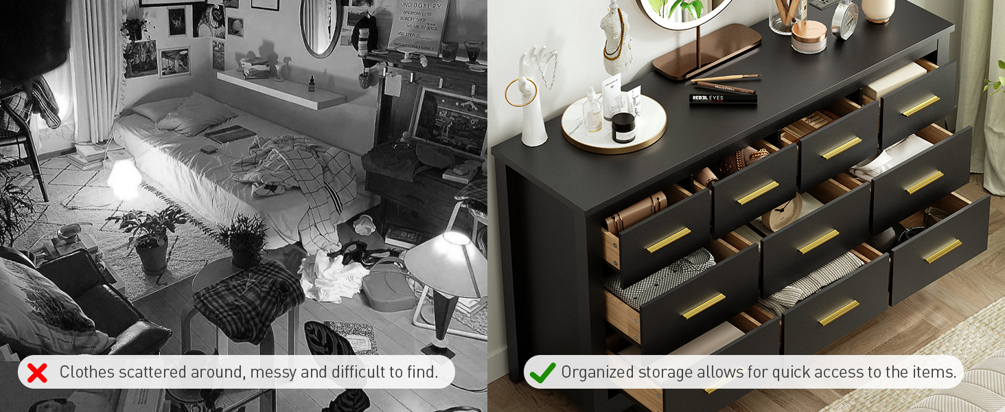 black wooden dresser