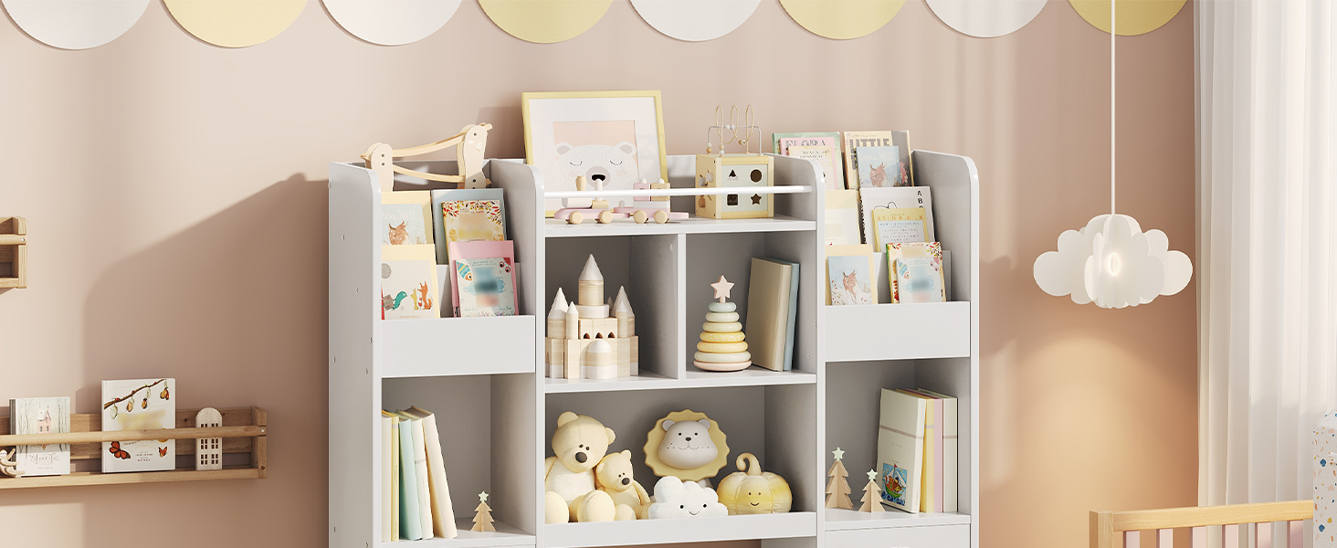 kids bookshelf and toy storage organizer