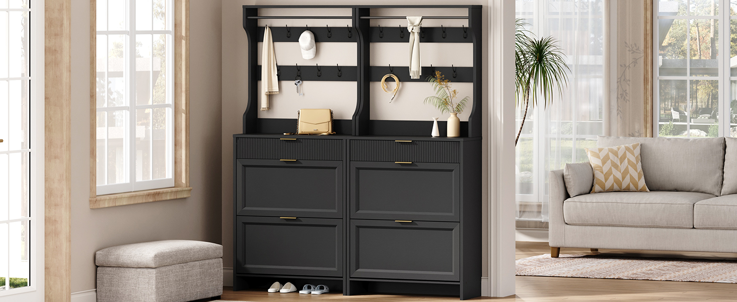 shoe cabinet with coat rack