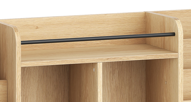 RALGEND Kids Bookshelf and Toy Storage, Toy Storage Organizer with Movable Drawers, Toy Storage Cabinet with 5 Cubbies, Hidden Wheels, Multifunctional Toy Organizer for Playroom, Nursery, Natural